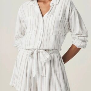 Every Striped Long Sleeve Button-Up Romper